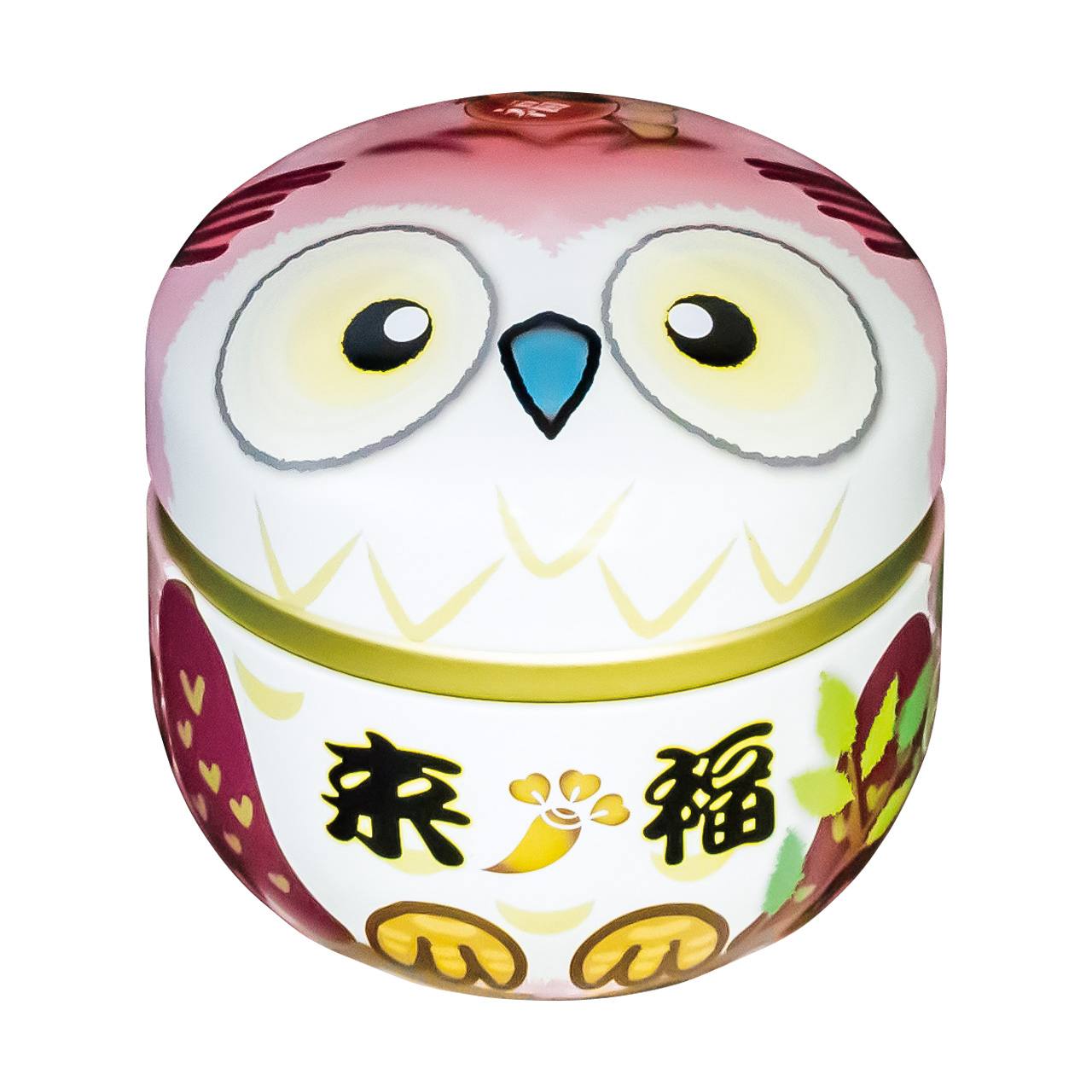 កំប៉ុងដាក់ម្សៅម៉ាត់ឆា  Japanese pink metal tea caddy